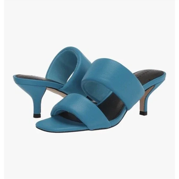 Sanctuary Women's Likely Square Toe Slip On Leather Sandal Size 8.5 M BLUE WIRE - Picture 3 of 16